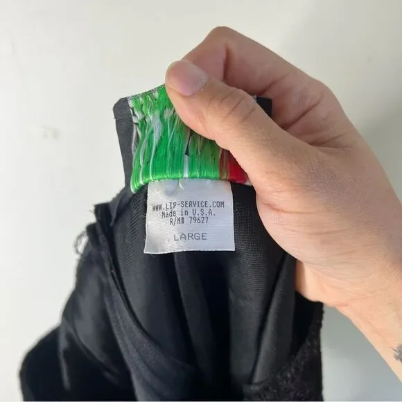 LIP SERVICE Vintage Black and Purple Velvet Lace Maxi Pencil Skirt Large LA USA - Picture 7 of 12